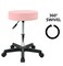 PU Leather Height-Adjustable Rolling Stool Chair for Drafting and Spa with Wheels in Pink
